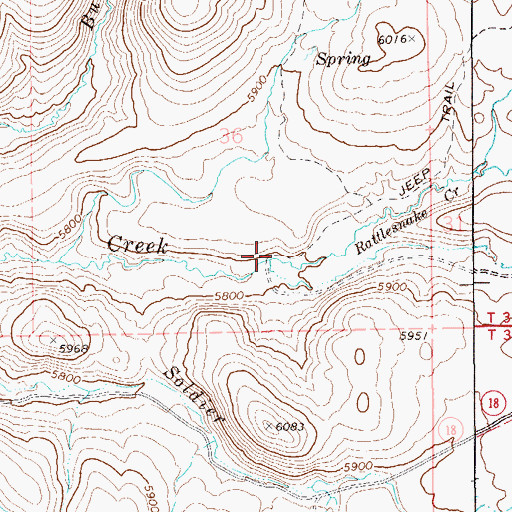 Topographic Map of Rattlesnake Creek, NV