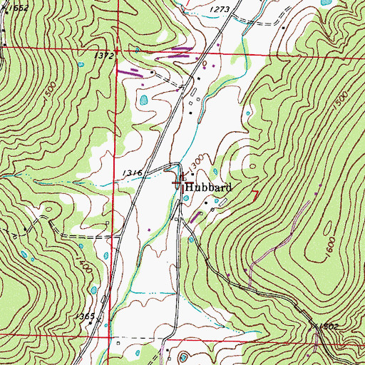 Topographic Map of Hubbard Post Office (historical), AR