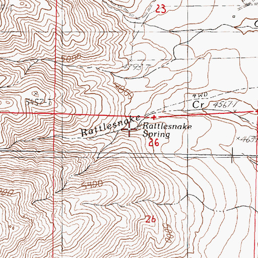 Topographic Map of Rattlesnake Spring, NV