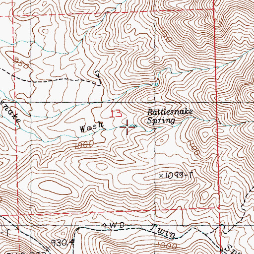 Topographic Map of Rattlesnake Spring, NV