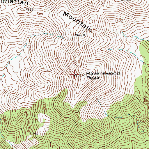 Topographic Map of Ravenswood Peak, NV