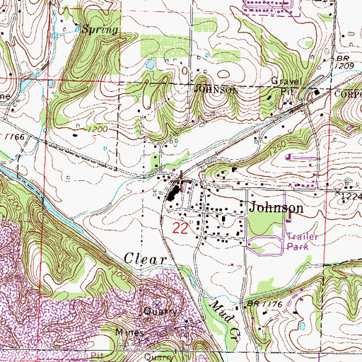 Topographic Map of Johnson Post Office, AR
