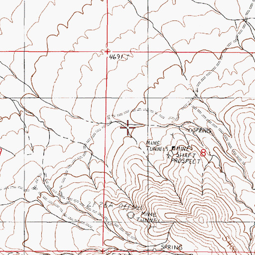 Topographic Map of Rawhide Canyon, NV