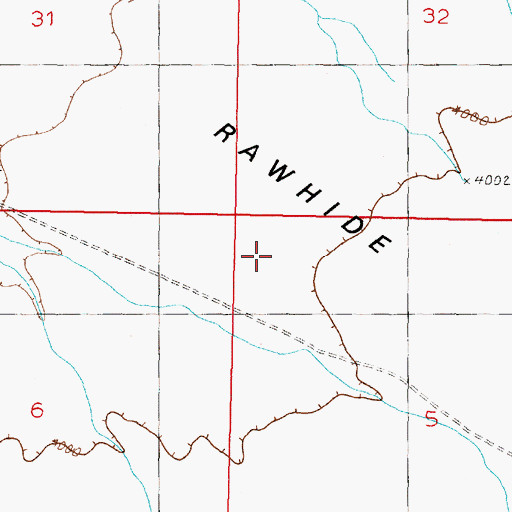 Topographic Map of Rawhide Flats, NV