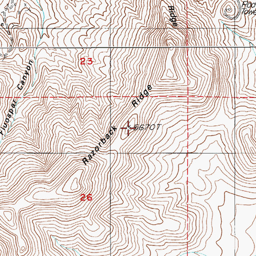 Topographic Map of Razorback Ridge, NV