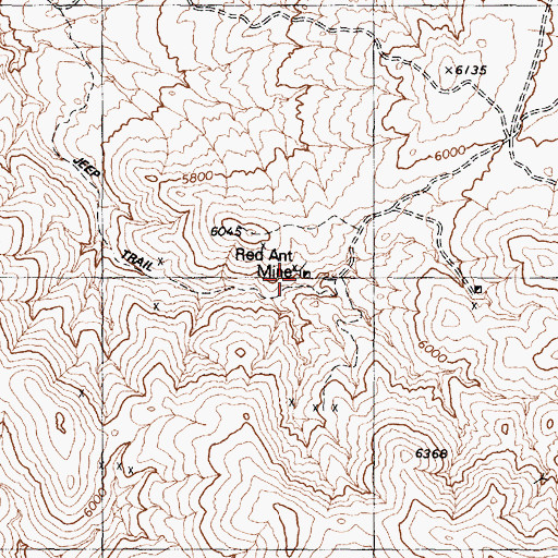 Topographic Map of Red Ant Mine, NV