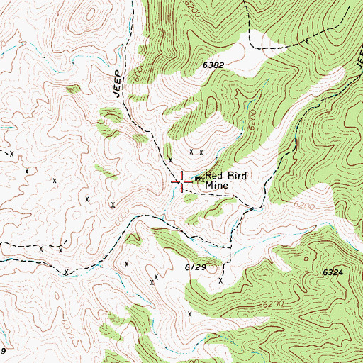 Topographic Map of Red Bird Mine, NV