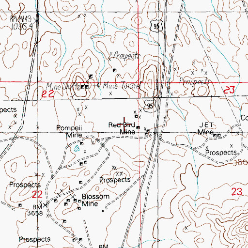 Topographic Map of Red Bud Mine, NV