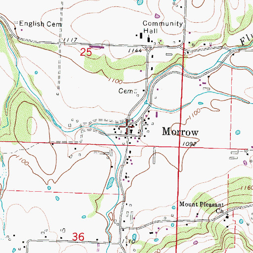 Topographic Map of Morrow Post Office, AR