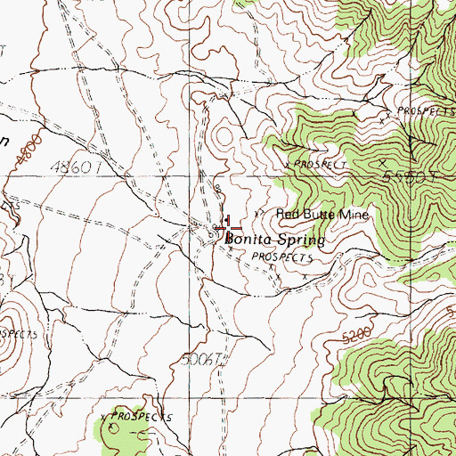 Topographic Map of Red Butte Mine, NV