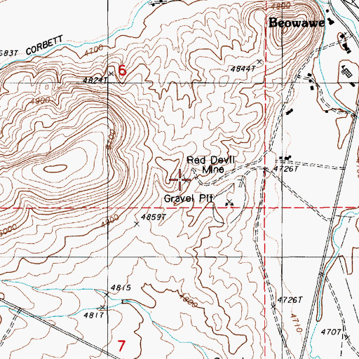 Topographic Map of Red Devil Mine, NV