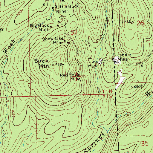 Topographic Map of Red Eagle Mine, NV