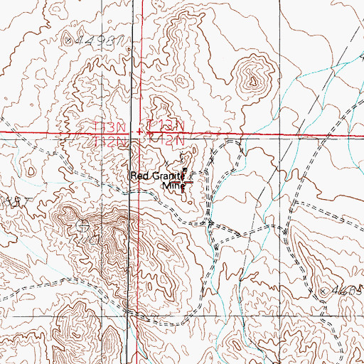 Topographic Map of Red Granite Mine, NV