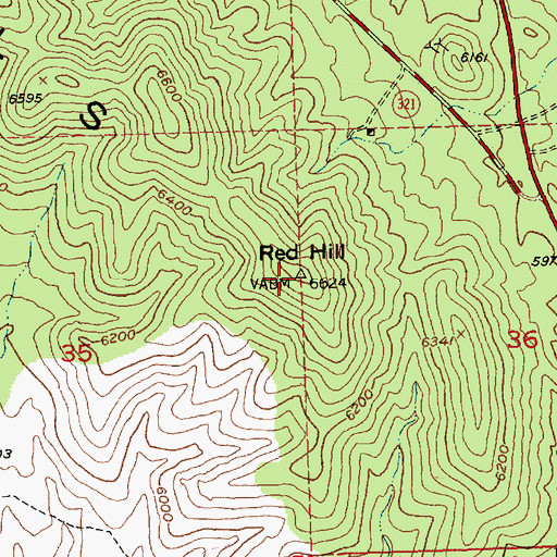 Topographic Map of Red Hill, NV