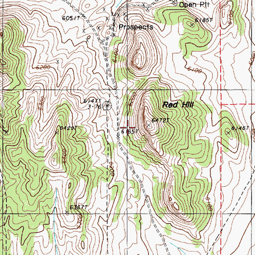 Topographic Map of Red Hill, NV