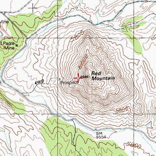 Topographic Map of Red Mountain, NV