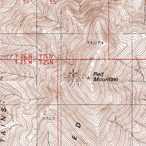 Topographic Map of Red Mountain, NV