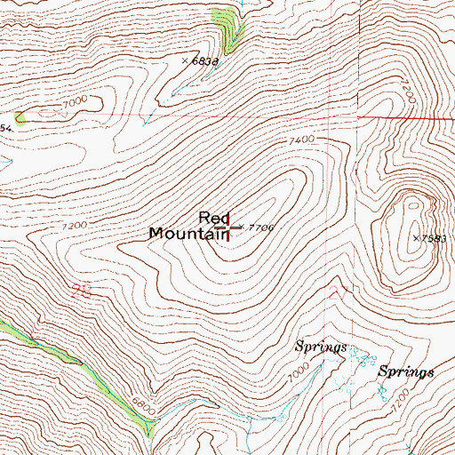 Topographic Map of Red Mountain, NV