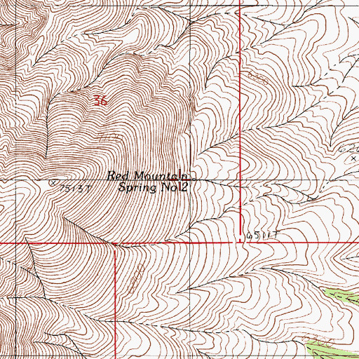 Topographic Map of Red Mountain Spring Number Two, NV