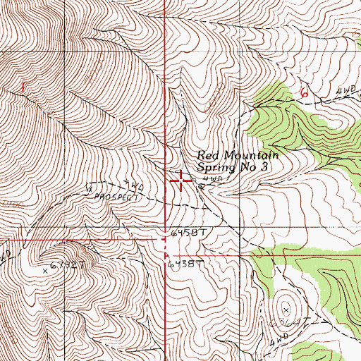 Topographic Map of Red Mountain Spring Number Three, NV