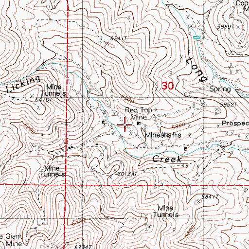 Topographic Map of Red Top Mountain, NV