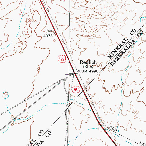 Topographic Map of Redlich, NV