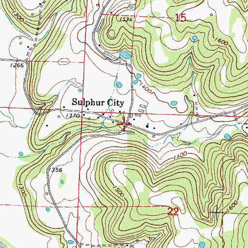 Topographic Map of Sulphur City Post Office (historical), AR