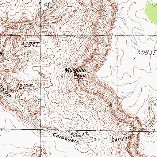 Topographic Map of Mulgullo Point, AZ