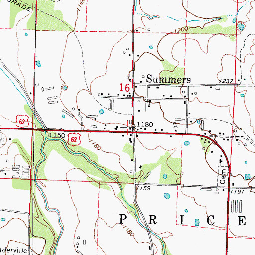 Topographic Map of Summers Post Office, AR