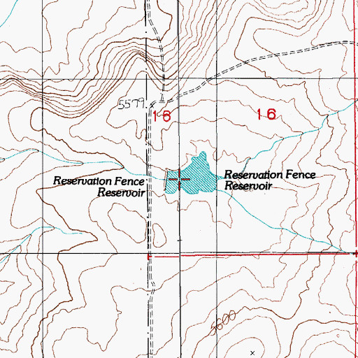 Topographic Map of Reservation Fence Reservoir, NV
