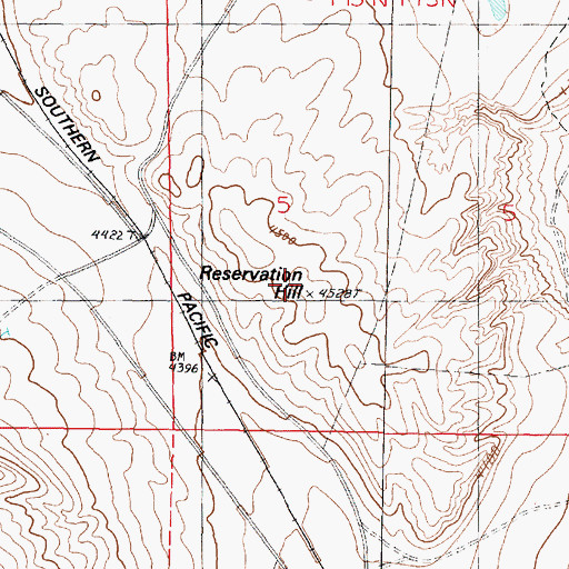 Topographic Map of Reservation Hill, NV