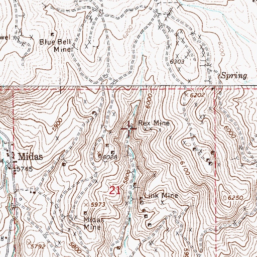 Topographic Map of Rex Mine, NV