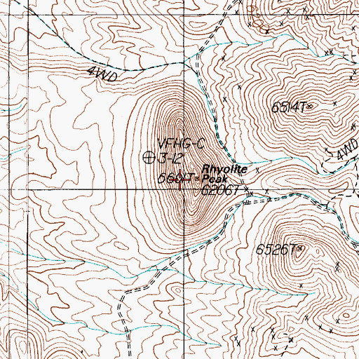Topographic Map of Rhyolite Peak, NV