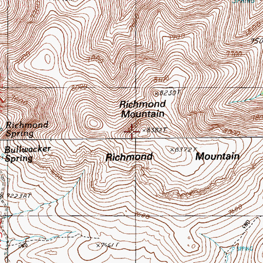 Topographic Map of Richmond Mountain, NV