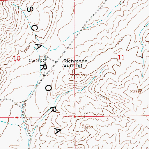 Topographic Map of Richmond Summit, NV
