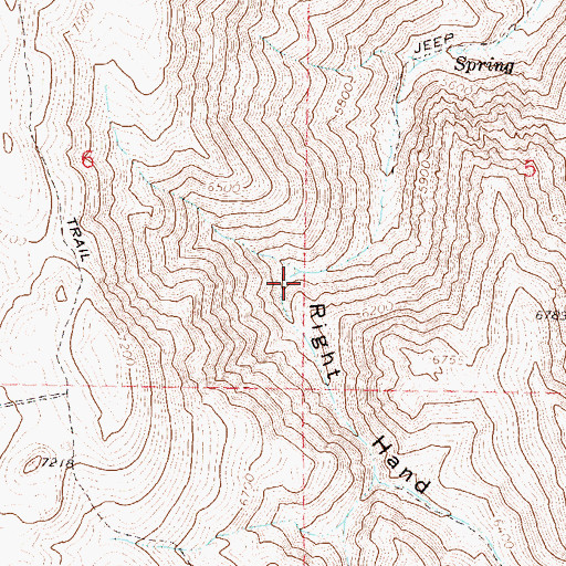 Topographic Map of Right Hand Canyon, NV