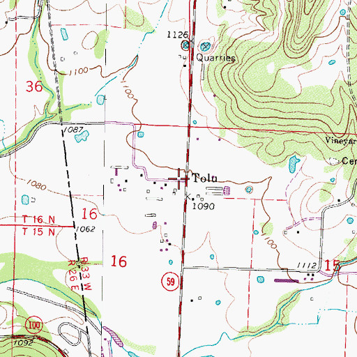 Topographic Map of Tolu Post Office (historical), AR