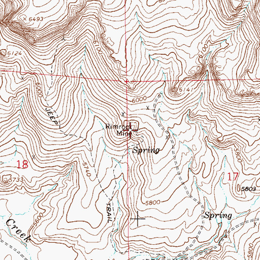 Topographic Map of Rimrock Mine, NV