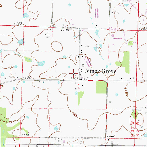 Topographic Map of Viney Grove Post Office (historical), AR