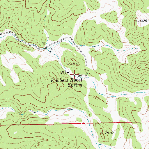 Topographic Map of Robbers Roost Spring, NV