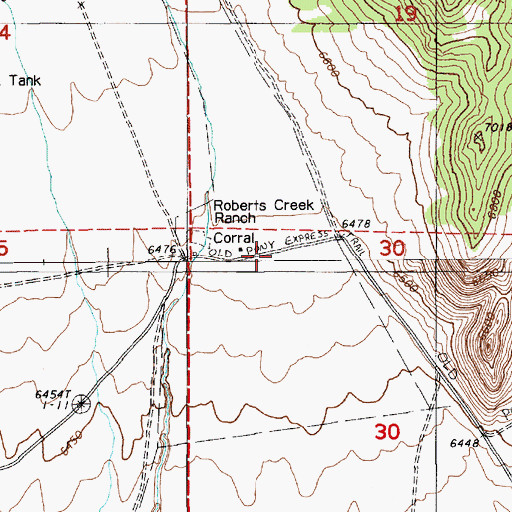Topographic Map of Roberts Creek Ranch, NV