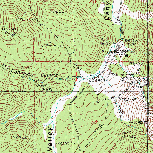 Topographic Map of Robinson Canyon, NV