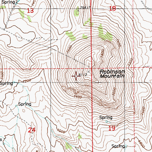 Topographic Map of Robinson Mountain, NV