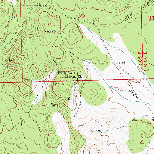 Topographic Map of Robison Mine, NV