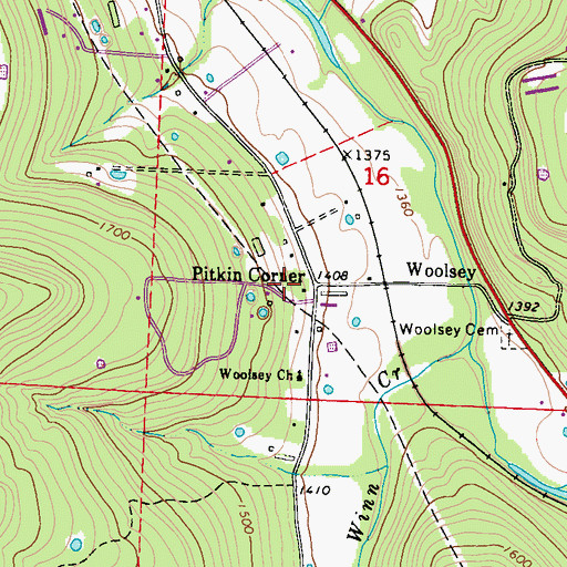 Topographic Map of Woolsey Post Office (historical), AR