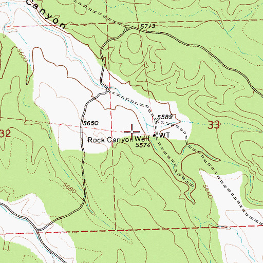Topographic Map of Rock Canyon Well, NV