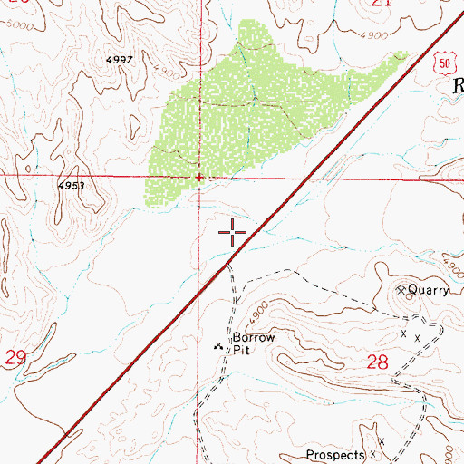 Topographic Map of Rock Creek, NV