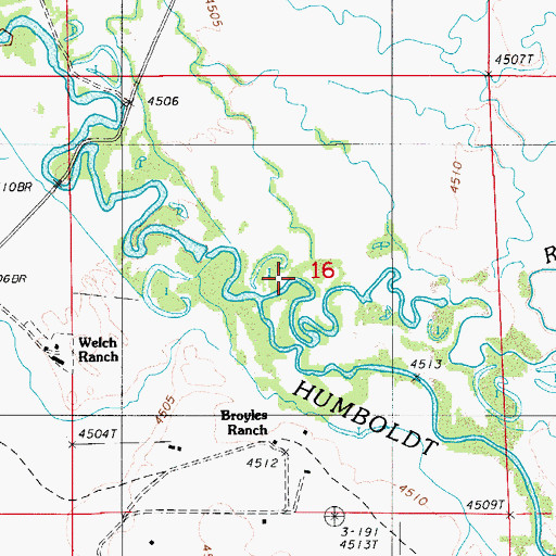 Topographic Map of Rock Creek, NV