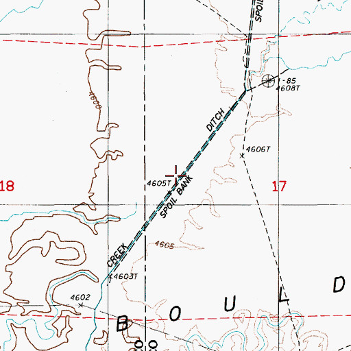 Topographic Map of Rock Creek Ditch, NV