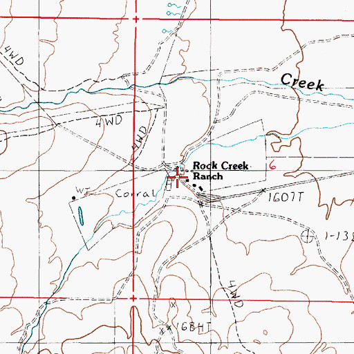 Topographic Map of Rock Creek Ranch, NV